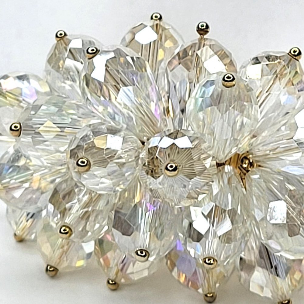 Swaroski Crystal Ring Flamboyant Unique Crystal Bicone Beaded Cluster Ring